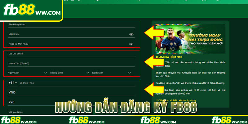 Hướng dẫn thủ tục đăng ký thành viên tại FB88